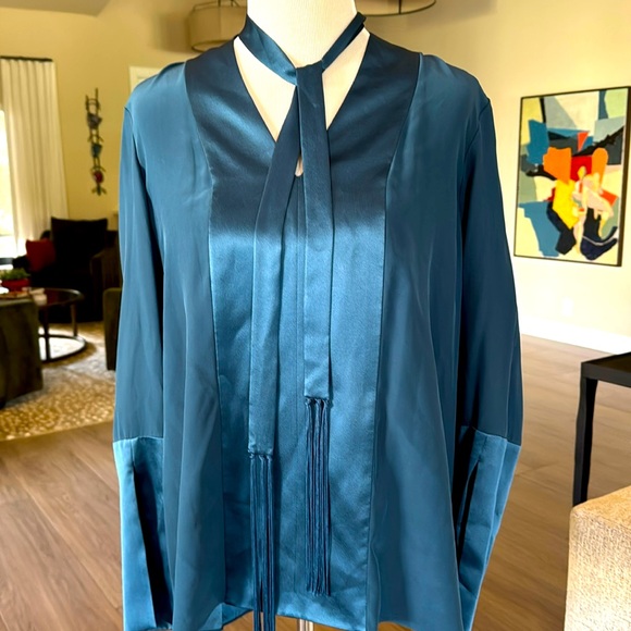 Gorgeous Silk Elie Tahari Dark Teal Tunic - Picture 1 of 8